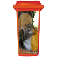 Cheeky Squirrel Eating Corn Wheelie Bin Sticker Panel